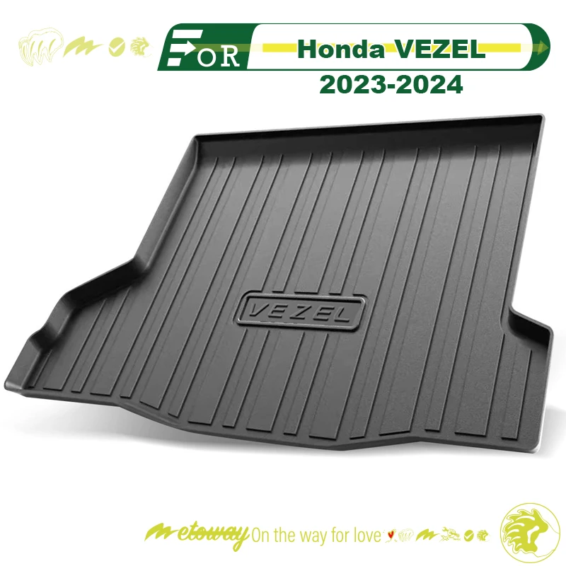 For Honda VEZEL 2015-2024 Custom Fit Car Trunk Mat All Season Black Cargo Mat 3D Shaped Laser Measured Trunk Liners