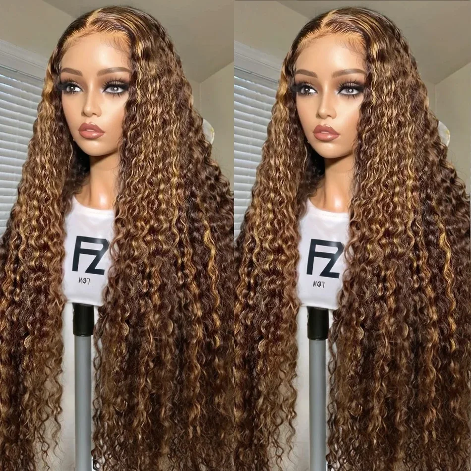 30 Inch Curly Highlight 13x4 Lace Front Human Hair Deep Wave 13x6 Lace Frontal Wig Brazilian 200 Density For Black Women