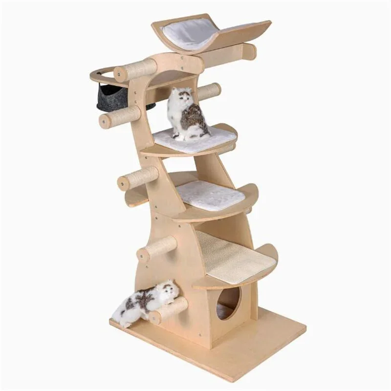 

High Quality Cat Apartment Wood Cat Claw Big Lovely Luxury Luxury Cat Tower Big Wood