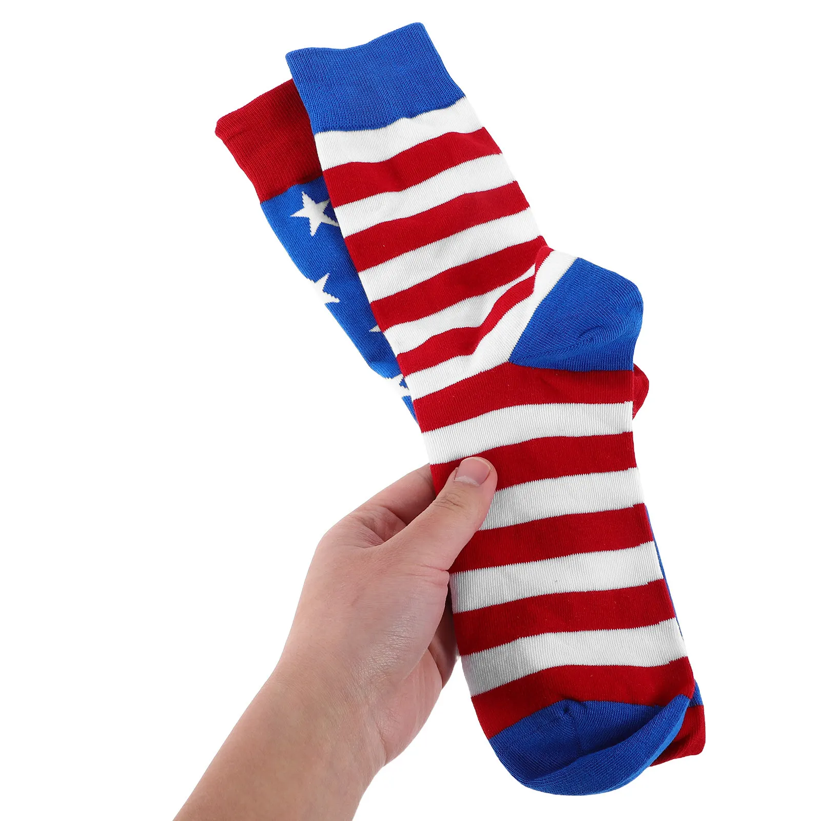 

1Pair Independence Day Socks Men American Flag Striped Pattern Breathable Midcalf Crew Socks for 4Th July Sports Casual Wear