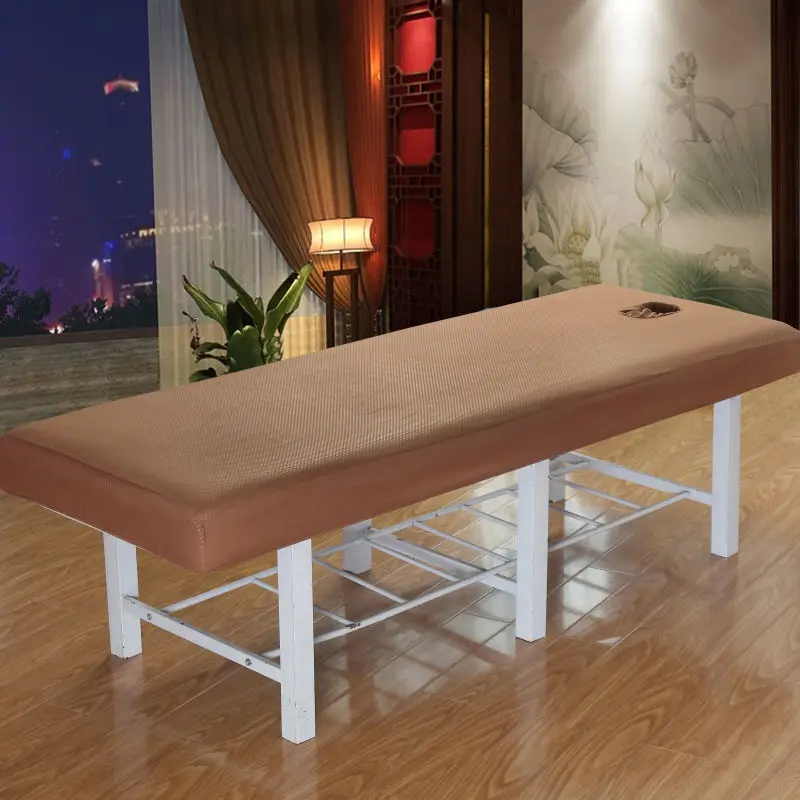 New Massage Table Bed Fitted Sheet Solid Color Full Cover Elastic Rubber Band Massage SPA Bed Cover With Face Hole