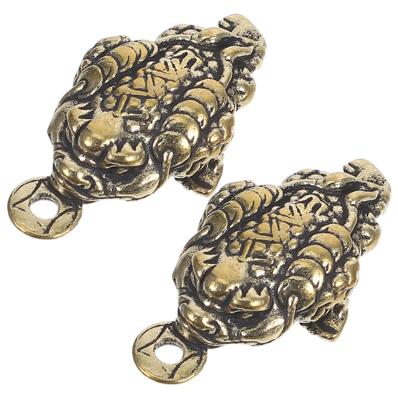 

2pcs Golden Toad Keychain Hanging Pendant Vintage Brass Frog Ornament Decorative Lucky Charm for Backpack Suitcase DIY Gift