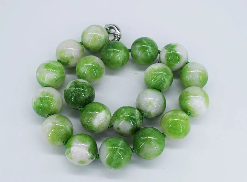 

wow! green jade necklace round 12/14/16/18/20mm 46cm nature wholesale bead FPPJ