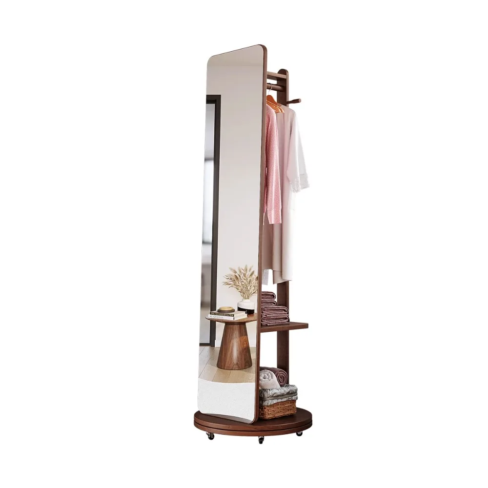 Yangyuan solid wood dressing mirror, floor-to-ceiling full-body mirror cabinet, fitting mirror, dressing mirror, hanging hanger,