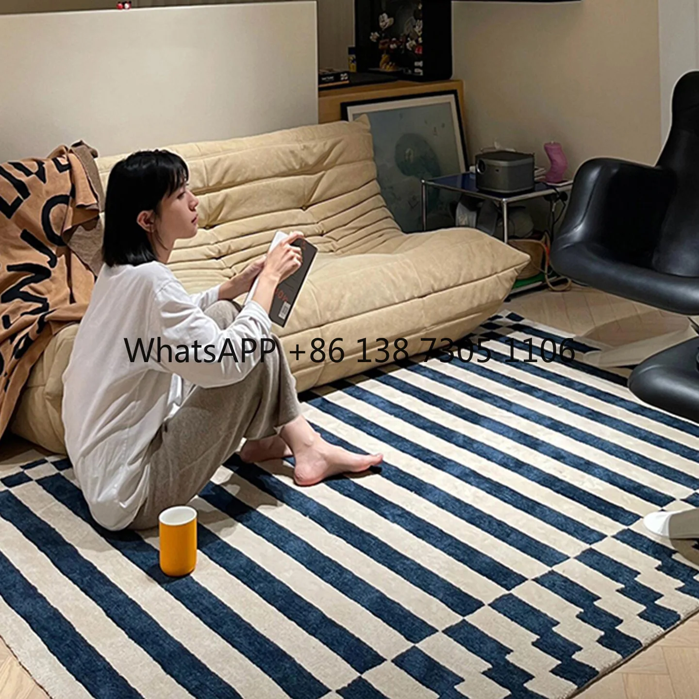 

Модный домашний ретро современный стиль Bauhaus черно-белый простой полосатый легкий роскошный ковер