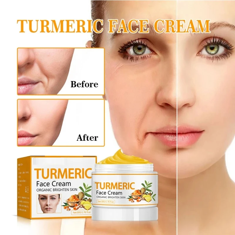 

50g Turmeric Face Cream Remove Dark Spots Whitening Shrink pores Vitamin C Moisturizing Anti-Aging Firming Skin Care