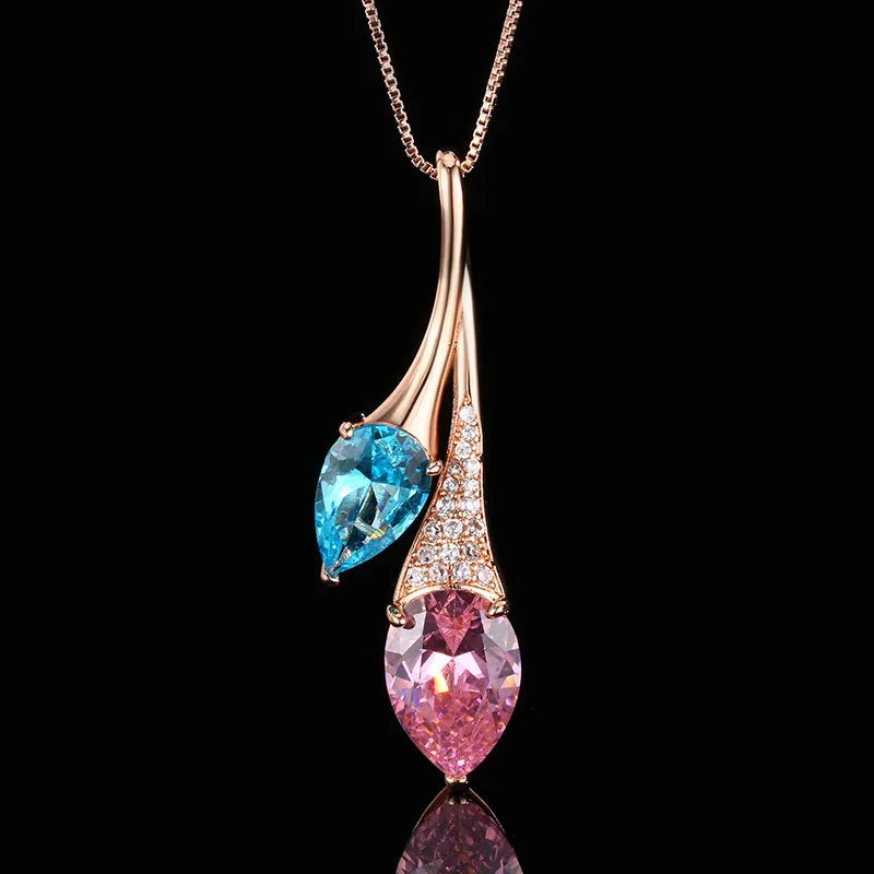 

New Jewelry Gold-Plated Gemstone Elegant Water Drop Pendant Main Stone 10*14-8*12