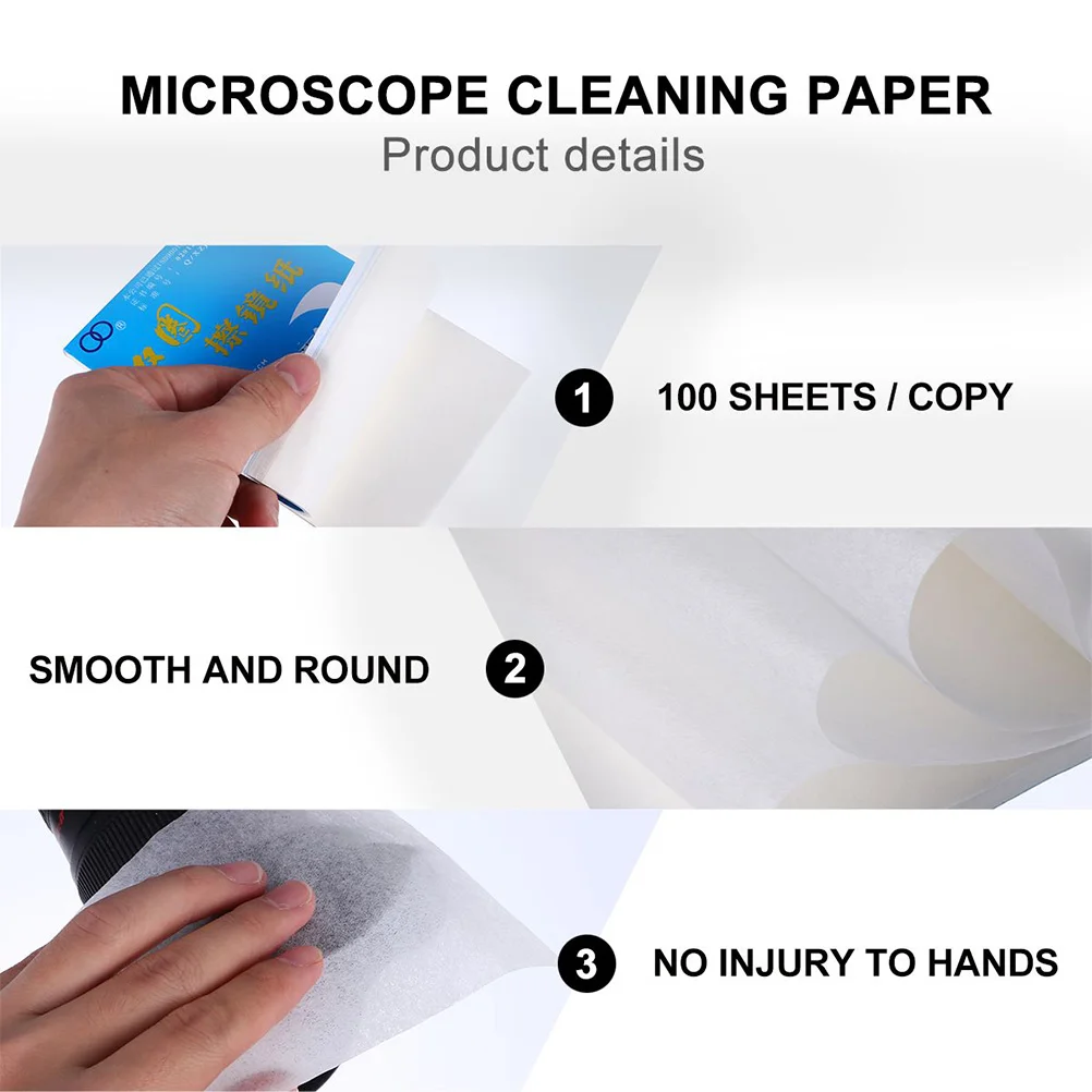 300pcs Multifunctional Microscope Cleaning Paper Lens Cleaning Paper Wipe Paper Lens Wipe Paper Cleaning Paper for Lens