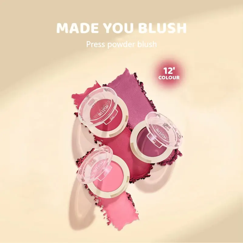 

12 Color Monochrome Blush Cream Natural Matte Cheek Tint Brighten Waterproof Moisturizing Face Contouring Pearl Fine Flash Blush