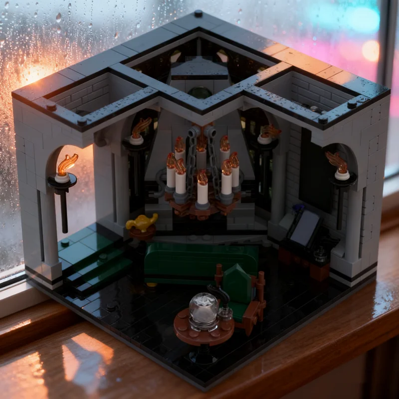 667pcs MOC Sl*therin Common Room Harry Model Building Blocks Toy Craft Assemble Art DIY Creative Display Collection Education