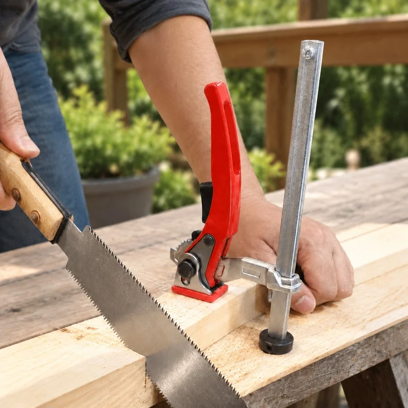 Ratchet Handle Woodworking Bench Clamp, Secure Desktop Hold-Down for 16-28mm Holes, Sturdy Quick-Release Tool