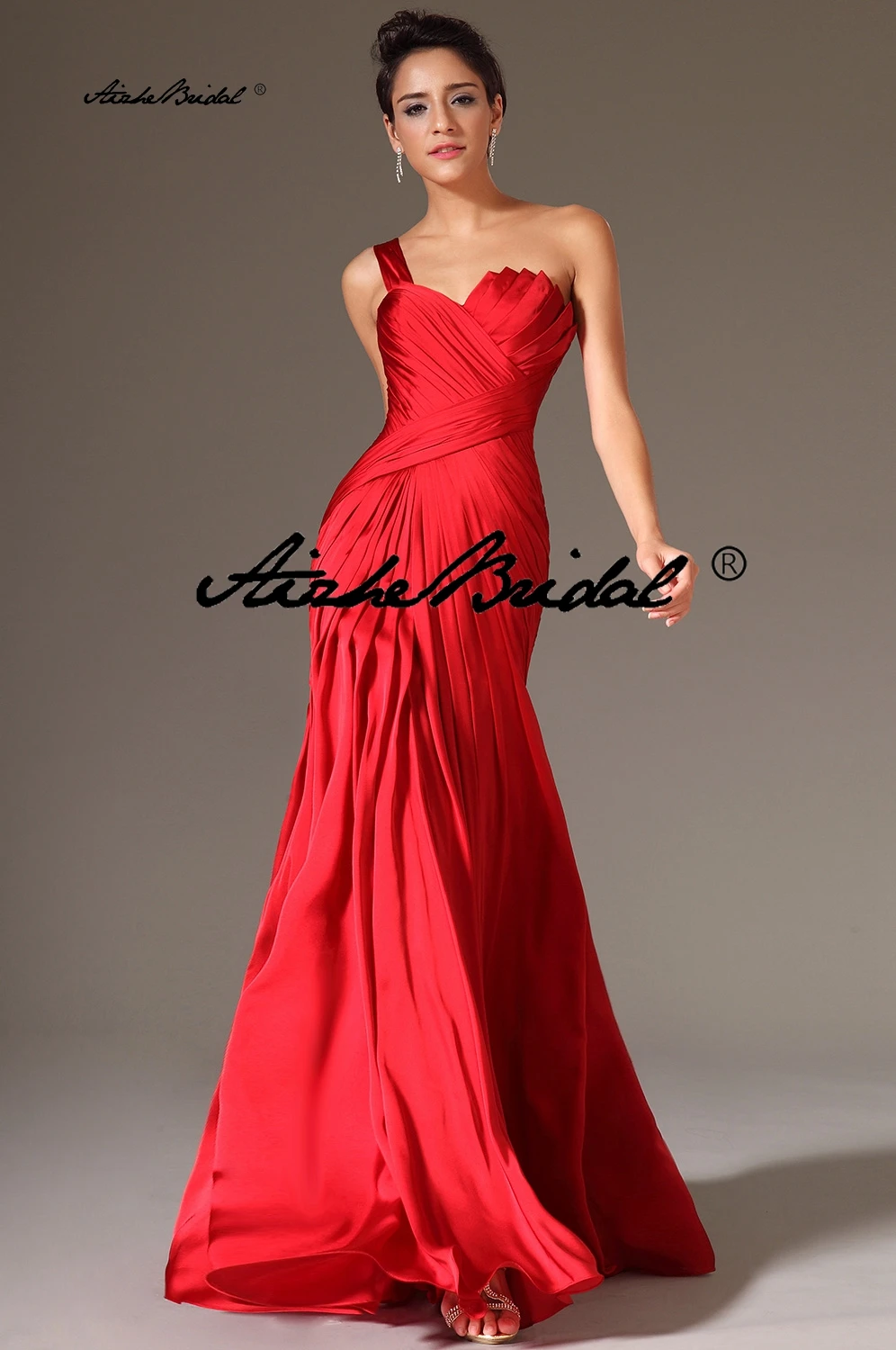 

Красное атласное вечернее платье русалки на одно плечо, платья знаменитостей, вечерние платья русалки для выпускного вечера