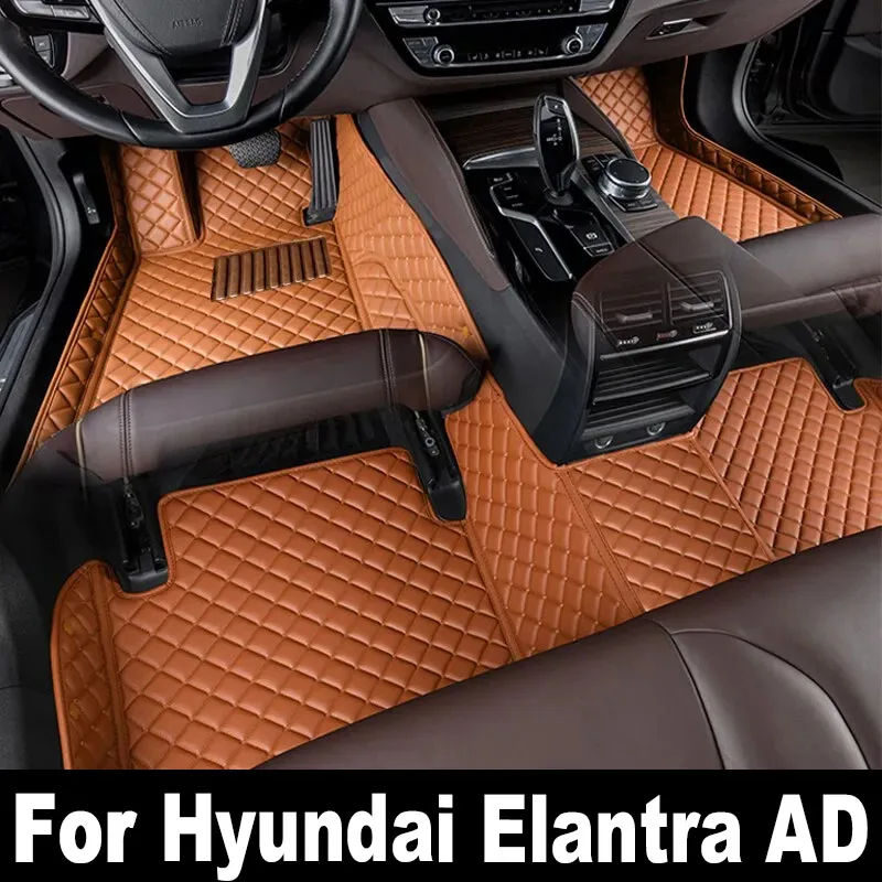 Car Floor Mats For Hyundai Elantra Avante AD MK6 2017~2020 Luxury Leather Mat Auto Carpet Rug Set Interior Parts Car Accessories