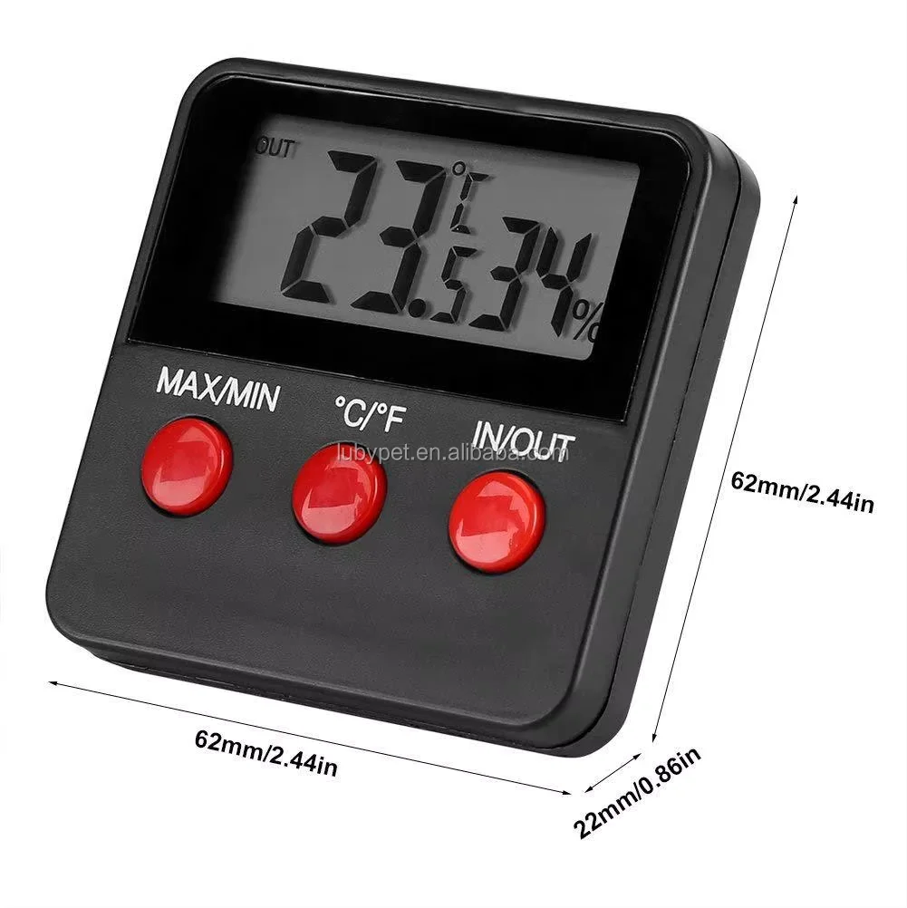 High accuracy reptile accessories mini LCD digital thermometer hygrometer for reptile terrarium (battery is not included)