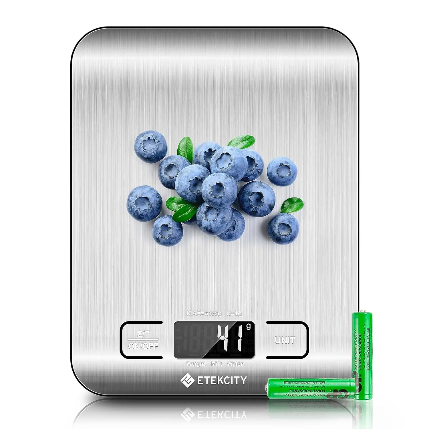 

Digital Kitchen Scale, 11lb/5kg, Grams & Ounces, LCD Display, Stainless Steel, for Cooking & Baking