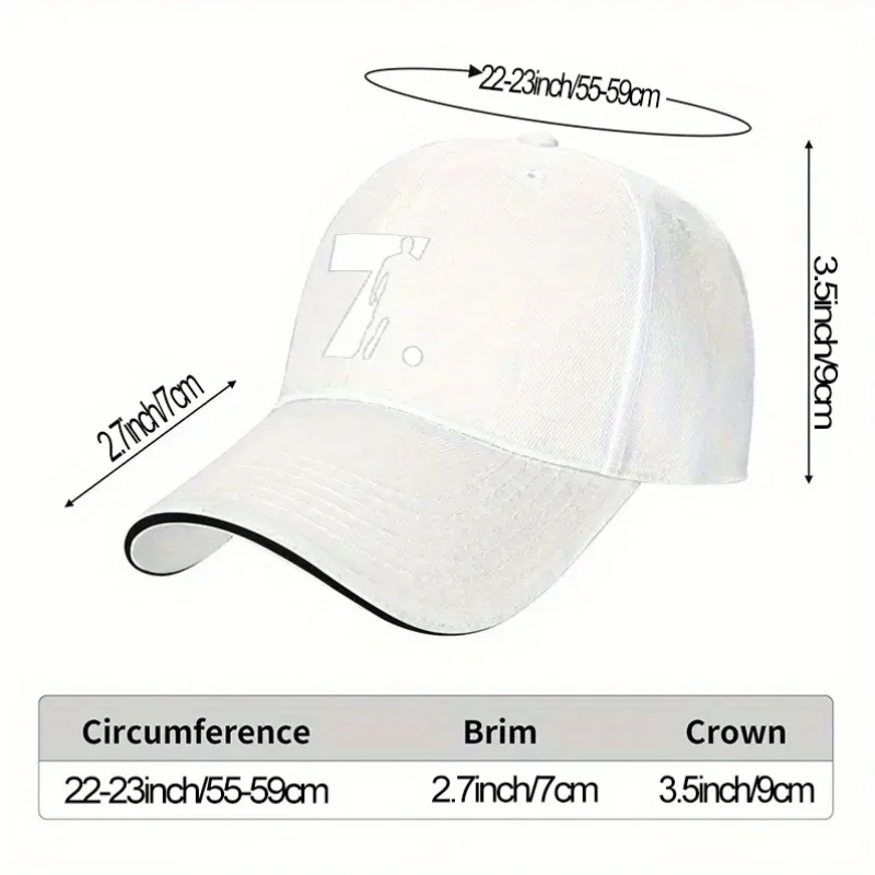 Custom Hat An Adjustable Sandwich Baseball Cap Featuring The Number '7', Made from Lightweight Polyester with a Printed Design.
