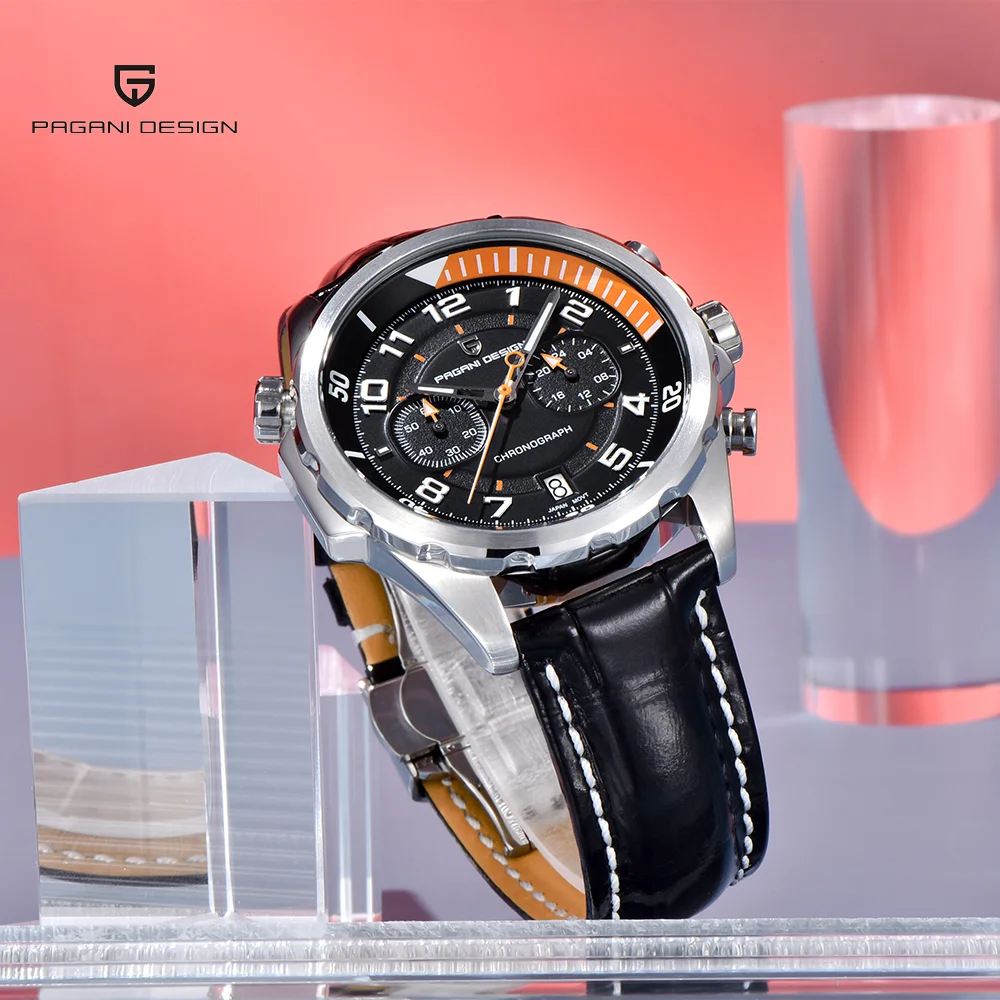 2025PAGANI تصميم جديد 44 مللي متر رجال الأعمال ساعة كوارتز مقياس دوار الهاتفي كرونوغراف 50 متر مقاوم للماء ضوء الليل ساعة رجالي #2