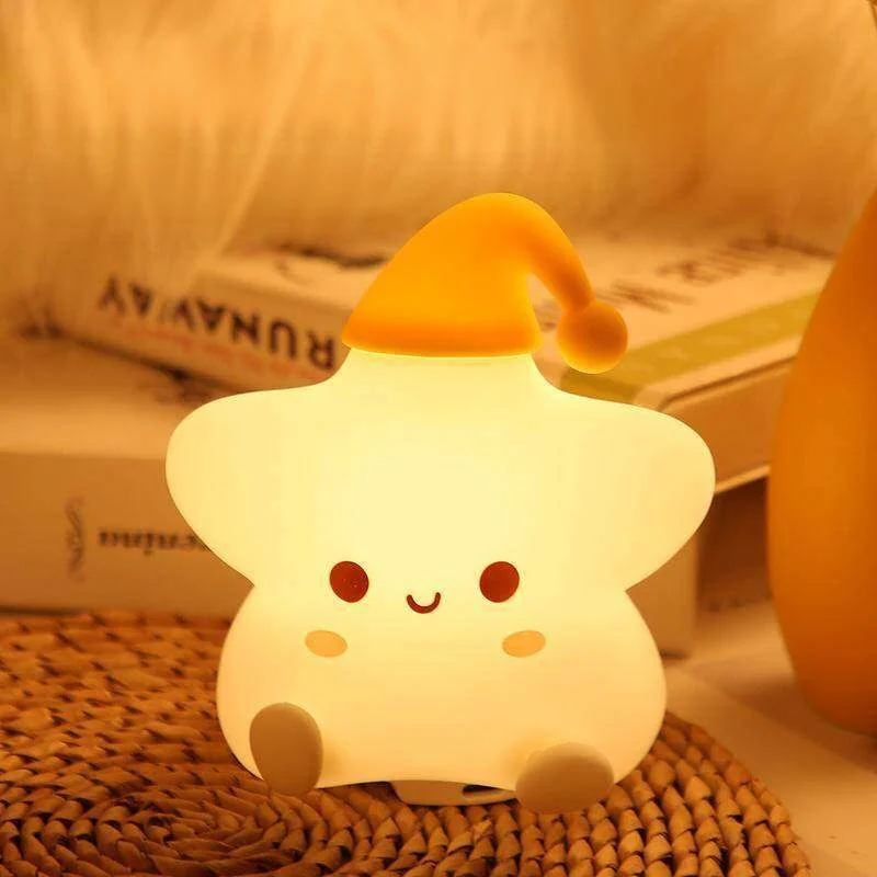 New Cartoon Star Night Light Cute Bedroom Bedhead Atmosphere Light Ornament Halloween Christmas Decoration Gift