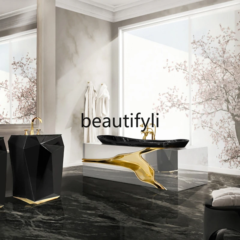 Bathtub Italian minimalist Portuguese light luxury bathroom high-end shower basin