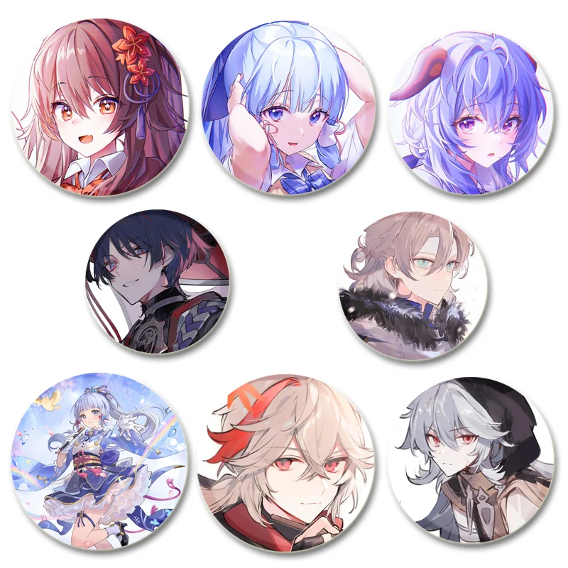 

Genshin Impact Game Anime Badge Round HD Print Tinplate Pins for Backpack Cothes Accessories Hat Decoration Handmade Brooches