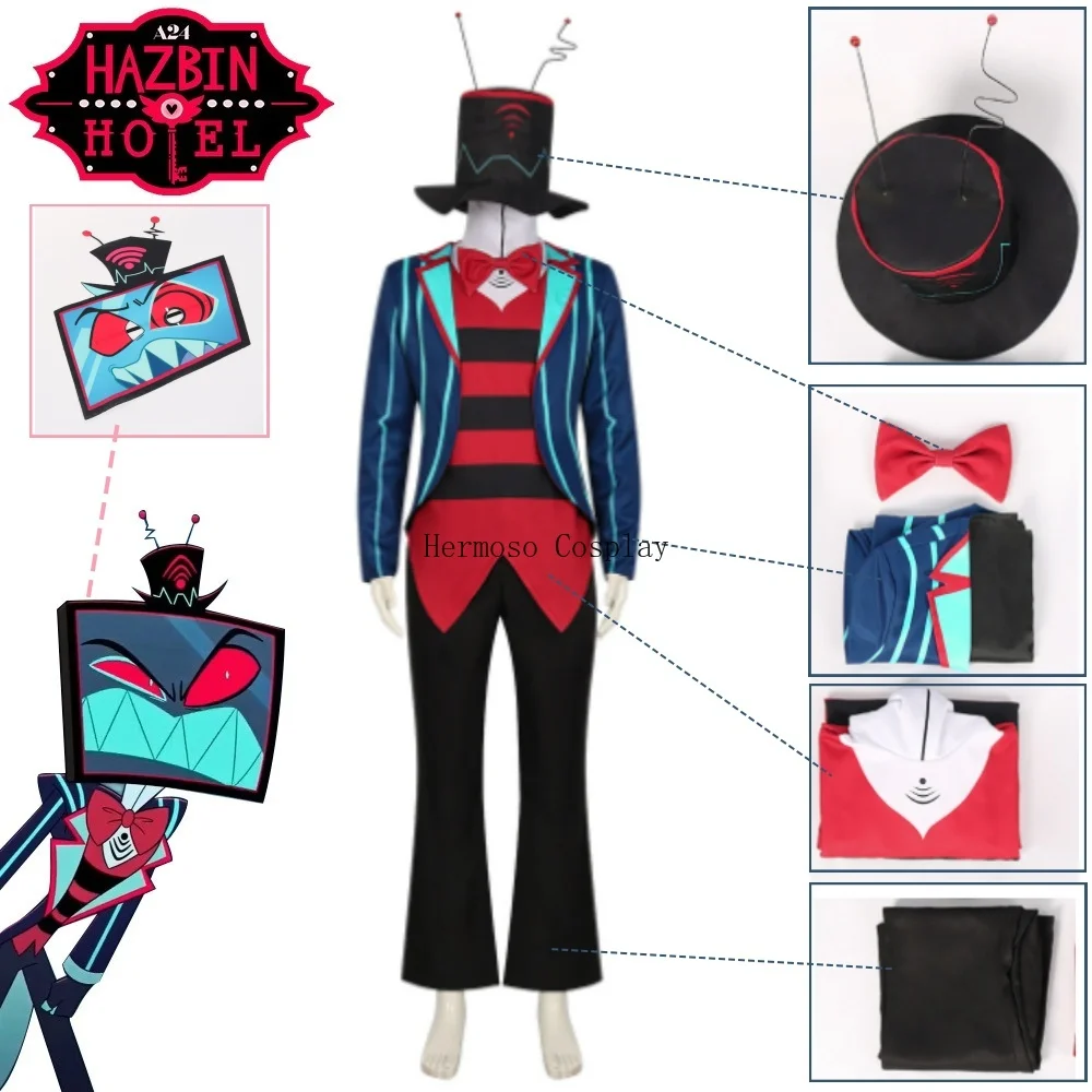 

Anime Vox Cosplay Costume Mask Set Hazbin Cosplay Costume Mask Men's Uniform Suit Halloween Party Convention Cosplay Costumes