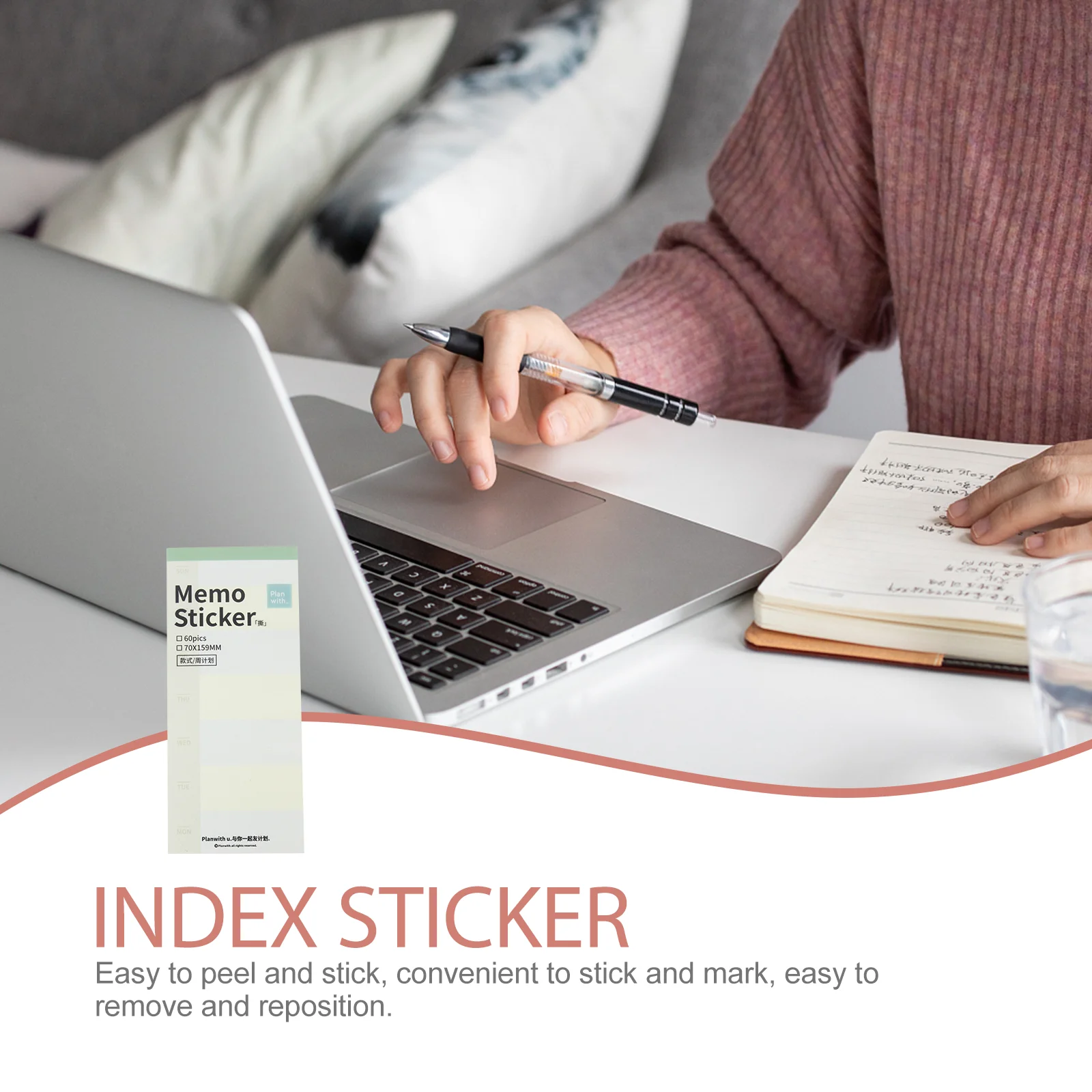 

Planner Pads Memo Notepads Book Page Markers Self-Adhesive Office Stationery Label Stickers For Students