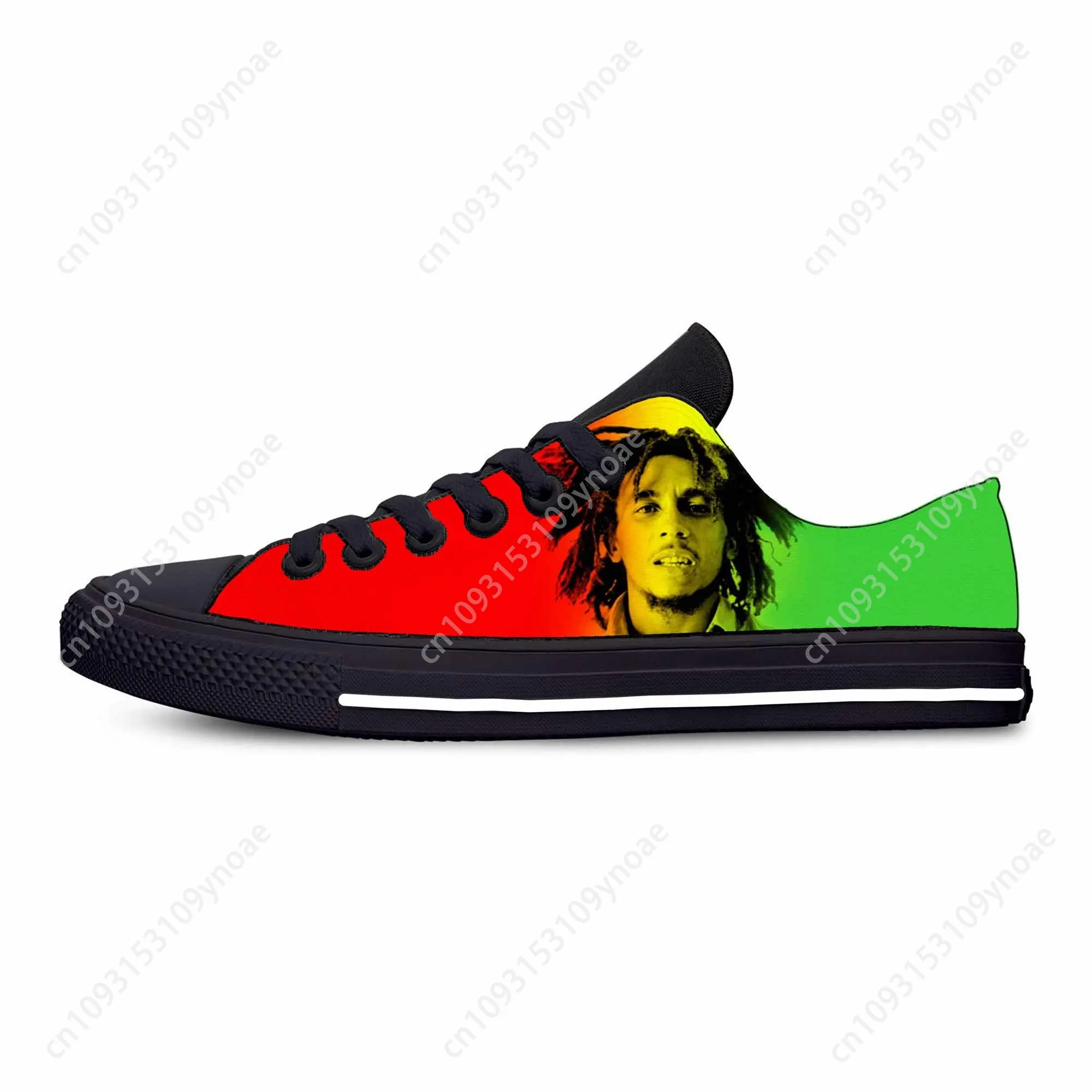 Legend Bob Marley Reggae Rasta Muziek Rock Mode Casual stoffen schoenen Lage top Comfortabel ademend 3D-print Heren Dames Sneakers