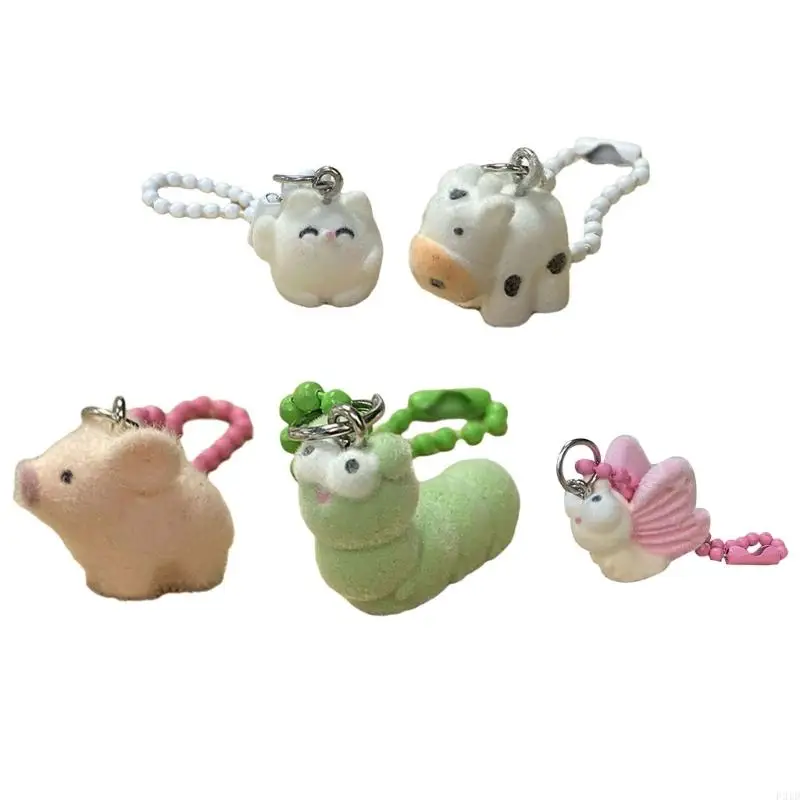 F2TD Soft Animal Keychain Car Key Holder Backpack Charm Bag Pendant Flocking Texture Purse Decoration Suitable for All Ages