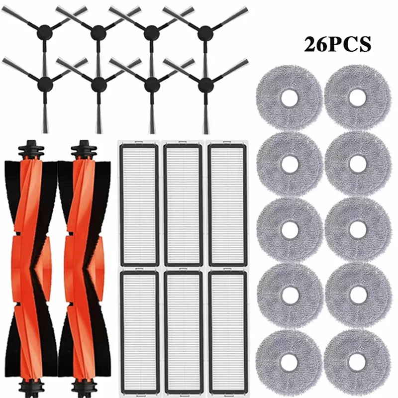 A86I-26Pcs For Xiaomi Robot Vacuum S10 Plus / S10+ / B105 Parts Accessories For Xiaomi Robot Vacuum S20+ Vacuum Cleaner Parts