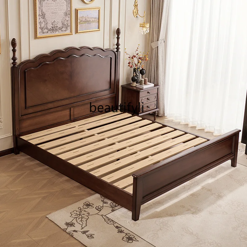 

(FAS grade peach blossom core) high-end retro solid wood bed, medium and ancient style double solid wood bed