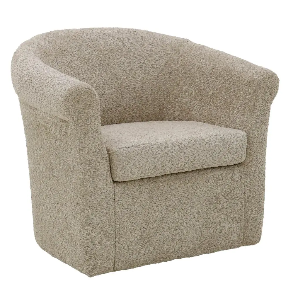 Boucle Swivel Accent Chair 360 Base, Living Room Bedroom Lounge Armchair, Camel, Customized
