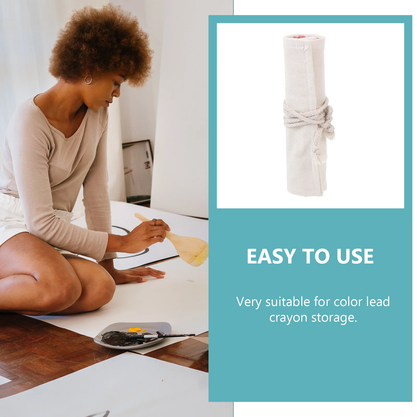 

1pc Canvas Roll Up Pencil Case Large Capacity Portable Stationery Bag For Drawing Pencils Crayons Pencil Organizer Roll Pouch