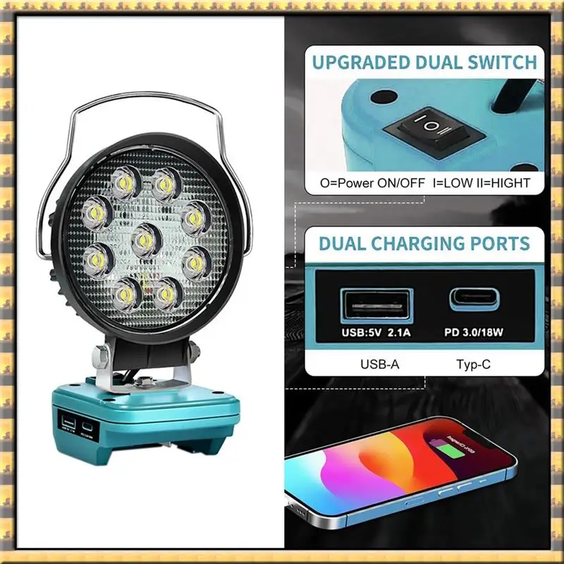 AA79 New Adapts Makita18v Lithium Battery Outdoor Camping Emergency Lighting Outdoor Light Lighting