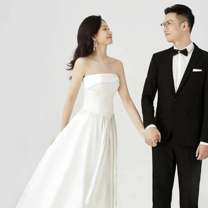 2025 novo tubo superior fino e doce moda luz branca vestido de casamento vestido formal feminino elegante vestidos de noite moda simples