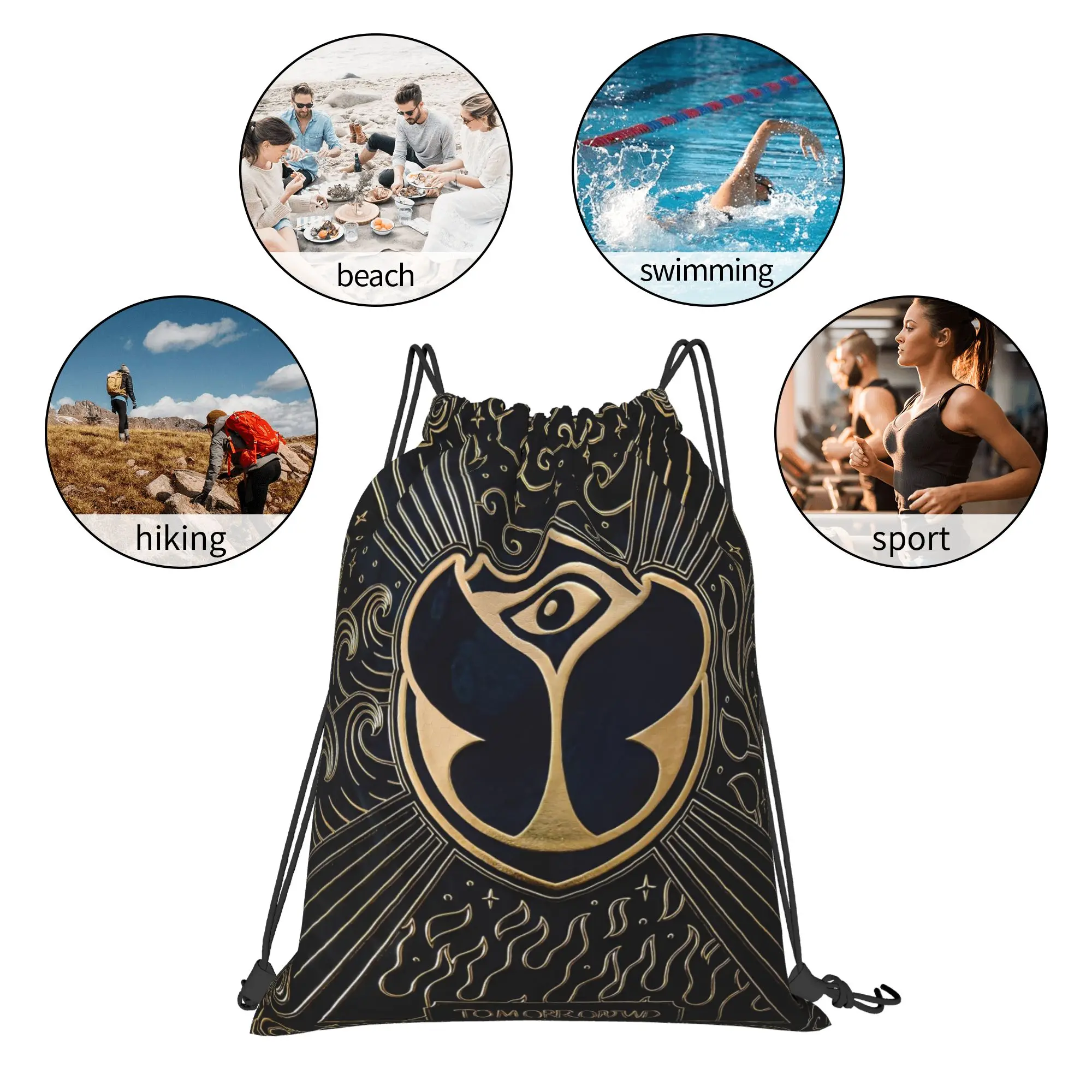 Tomorrowlands  Drawstring Backpack Sports Gym Sackpack Water Resistant  String Bags for Yoga view 5