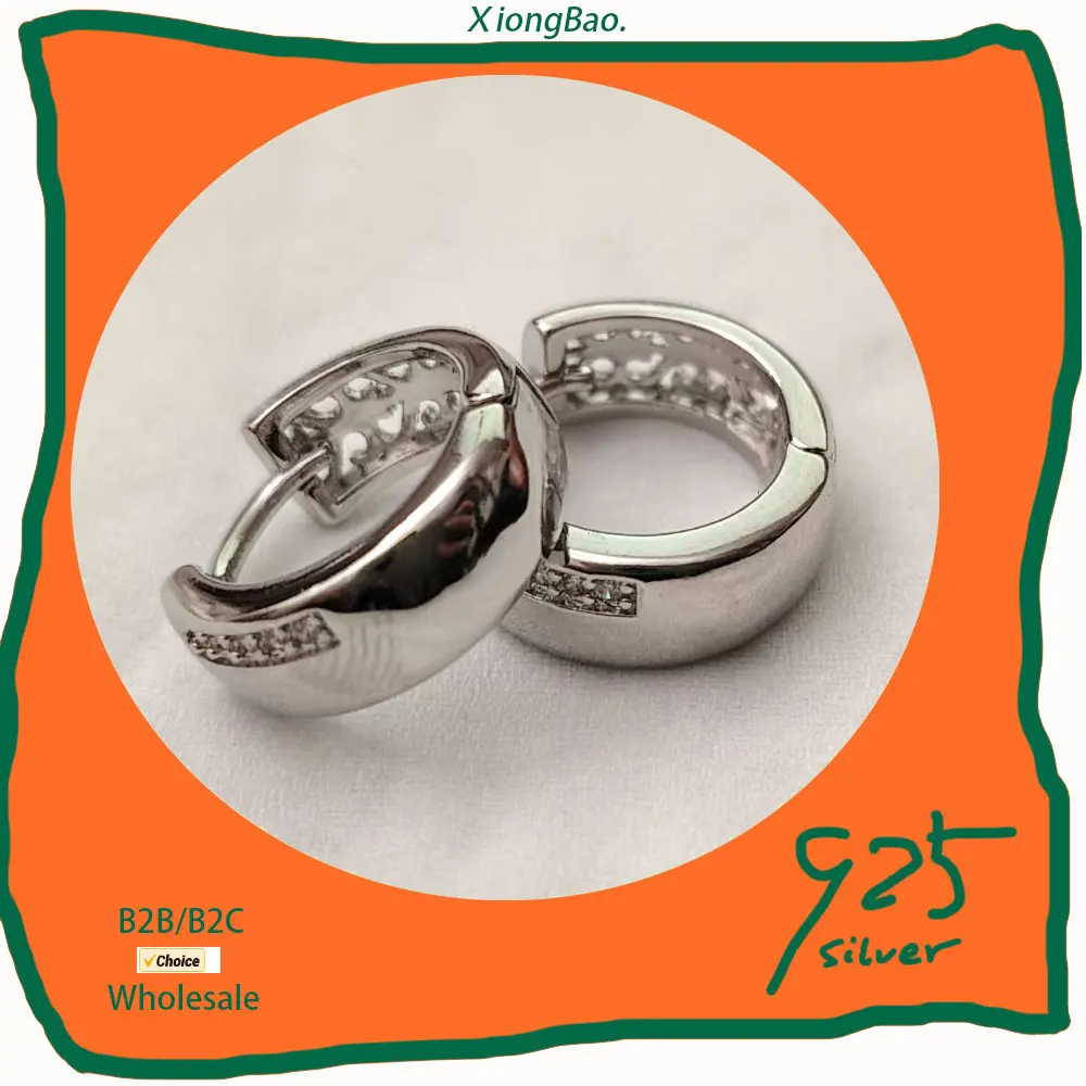 

Small Loop Huggies Hoop 925 Sterling silver Earrings For Women Cute Round AAA CZ Circles Jewelry Girls