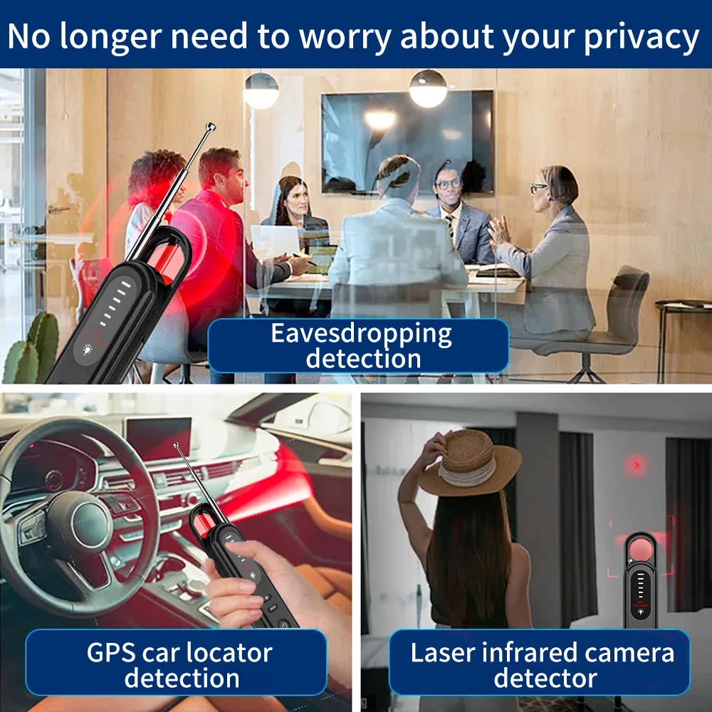 Hidden Camera Detector Anti-Spy Car GPS Tracker Listening Device Bug RF Wireless All Signal Scanner Gadget Security Protection