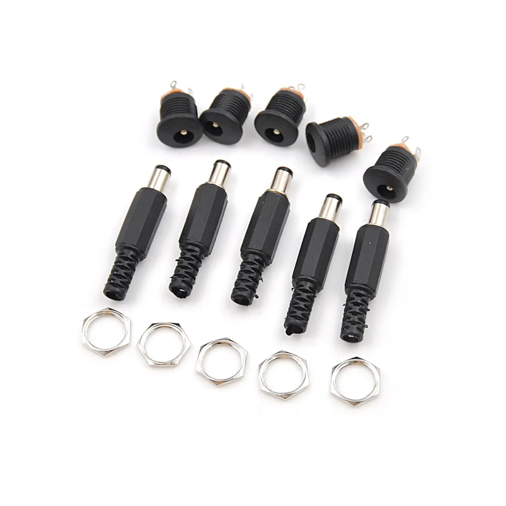 DC022 Male Female Power Plug Jack Socket Adapter 10PCS Electronic Equipment Replacement Connector Component