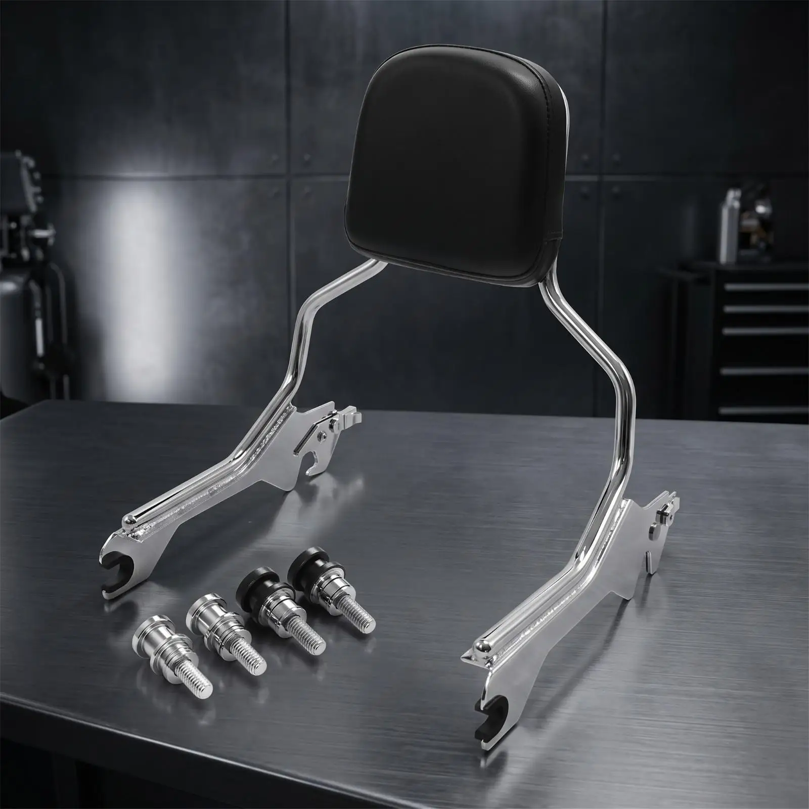 Motorcycle Backrest with Pad Detachable Passenger Backrest with Metal Frame Sturdy Long-Lasting for Riders, Touring, Cruising