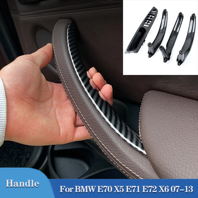 

Carbon Fiber Car Right Left Inner Door Panel Handle Pull Trim Cover For BMW E70 X5 E71 E72 X6 SAV 2007-2013 Car Styling