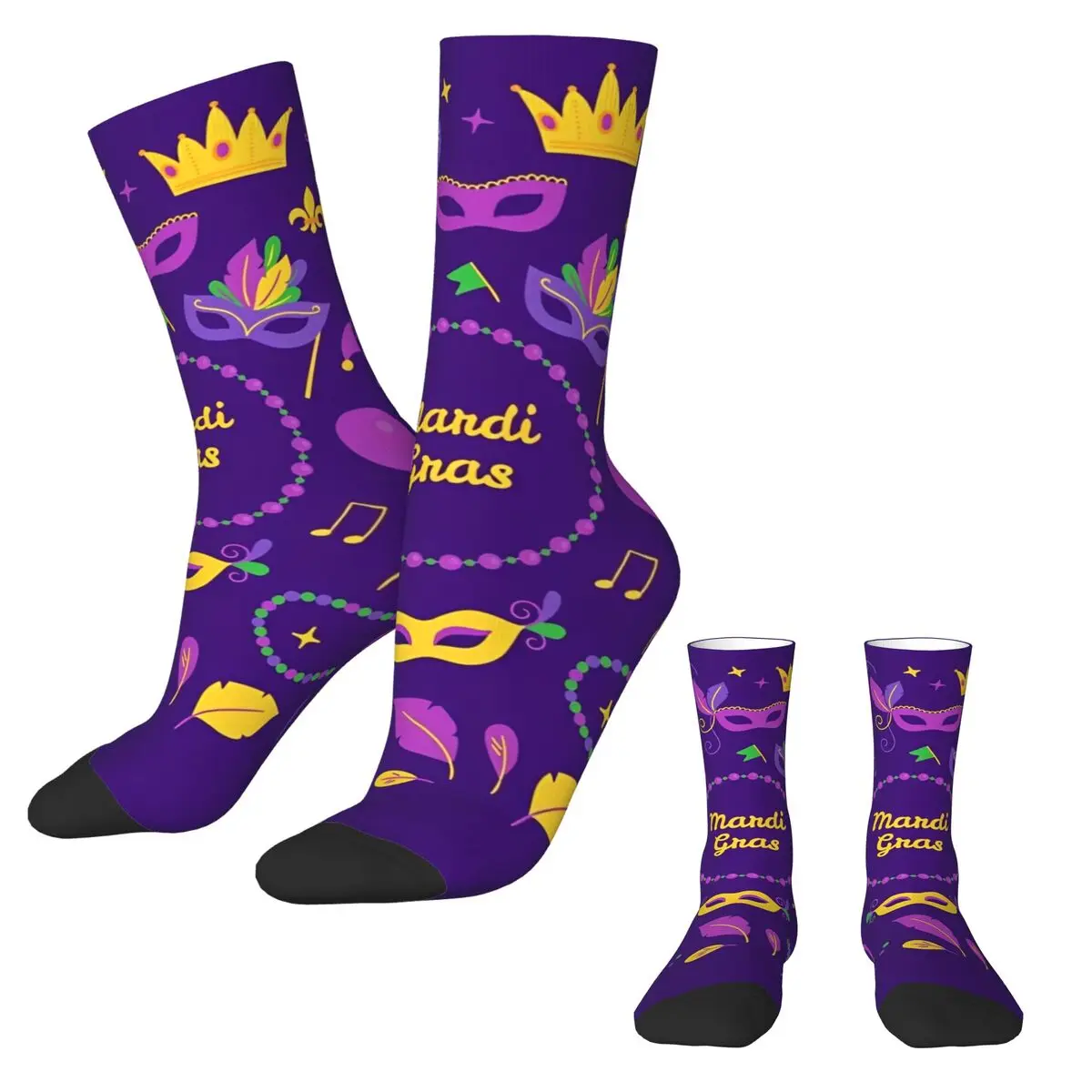 

Mardi Gras 2025 Print Stockings Graphic Casual Socks Winter Non-Slip Socks Couple Running Sports Soft Breathable Socks