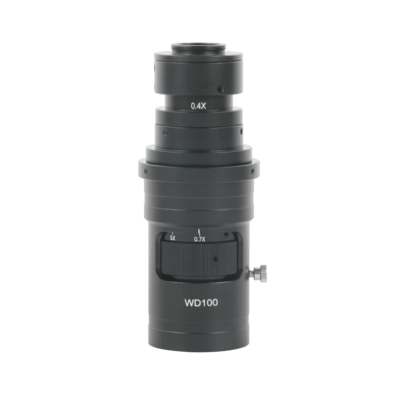 200X 500X 0.7X-5X Continuous Zoom Adjustable Video Microscope Monocular Optical CS C Mount Lens For 4K Type-c HDMI VGA Camera