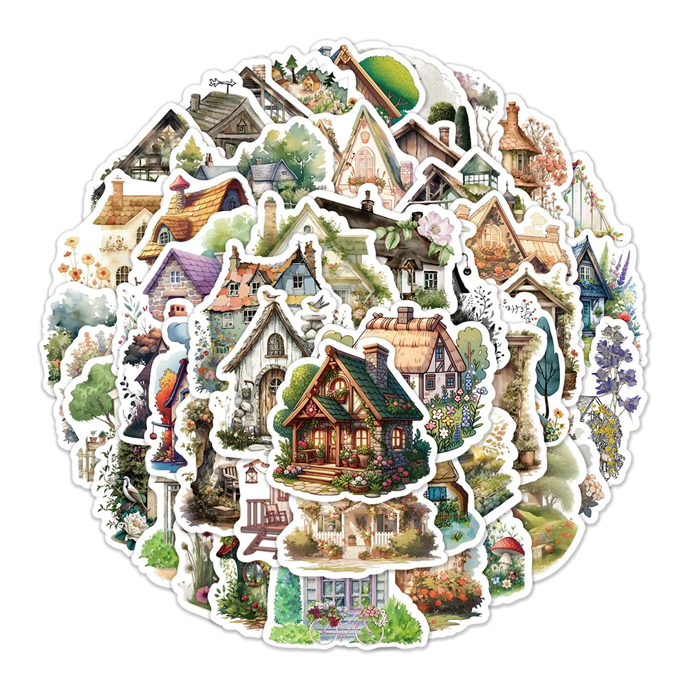 10/30/50 قطعة لطيف الجمالية الكرتون حديقة كوخ الكتابة على الجدران ملصقات الشارات المحمول الهاتف حقيبة لاصقة تزيين الاطفال اللعب