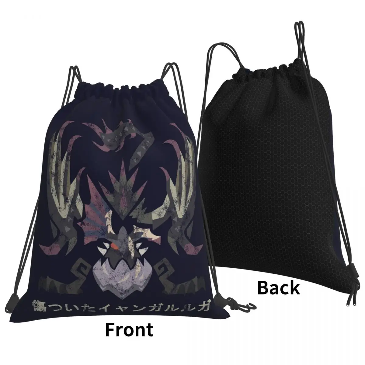 Monster Hunter World Iceborne Scarred Yian Garuga Kanji Backpacks Drawstring Bundle Pocket Sports Bag Book Bags