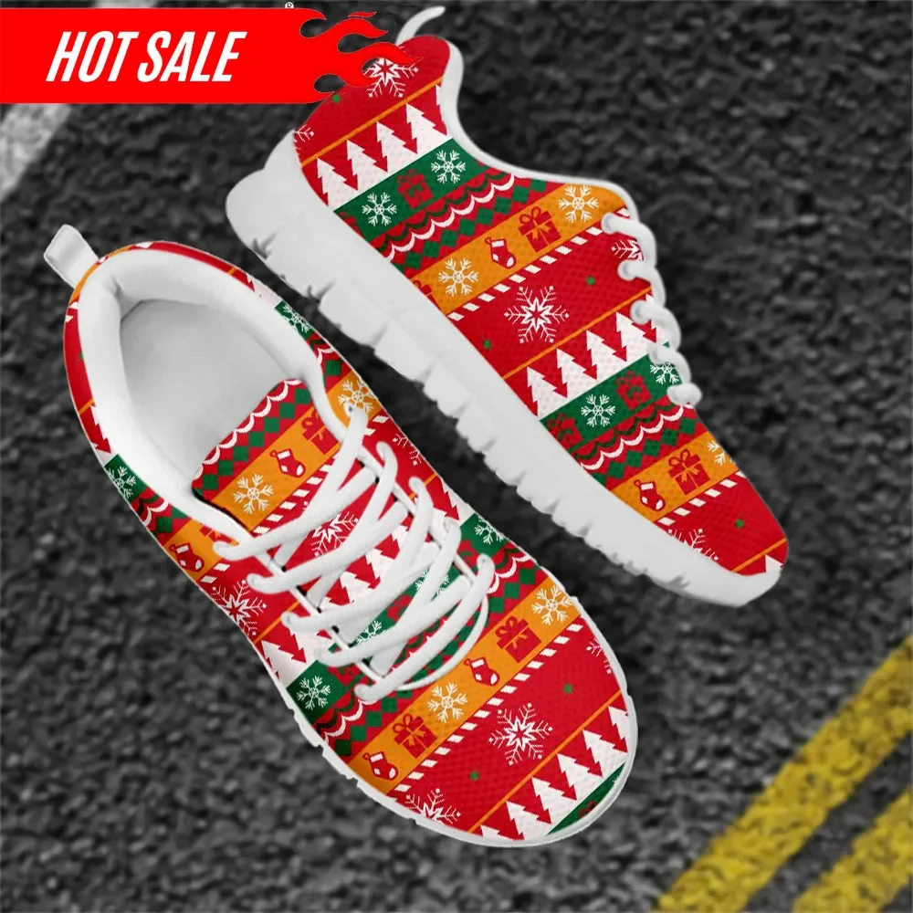 Merry Christmas Pattern Ladies Casual Sneakers Wear-resistant Flats Shoes for Girls Women Holiday Party Xmas Gifts