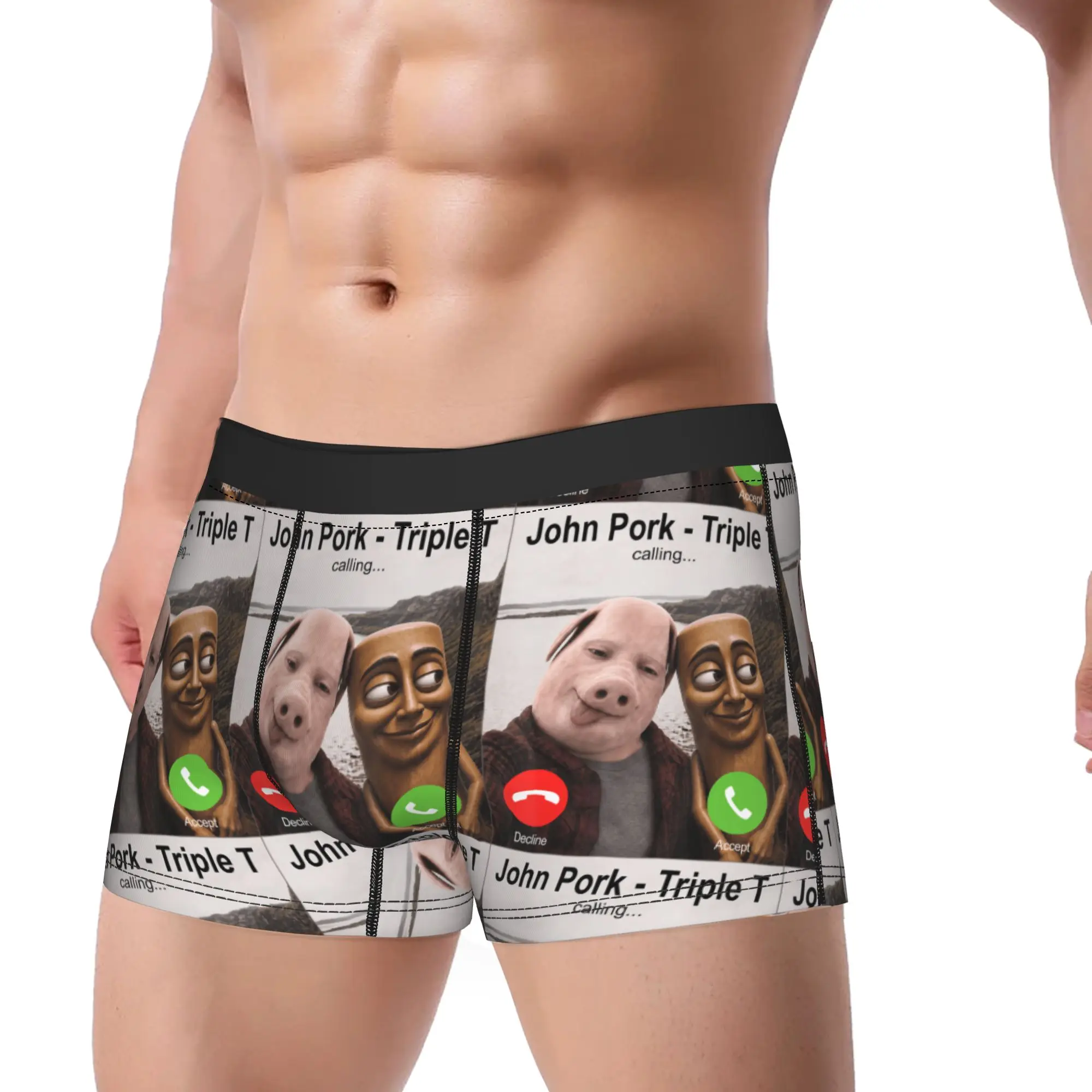 John Pork Triple T Calling Funny Viral Meme Brainrot Meme Shorts Briefs Underwear Hot Sale Trunk Printing Oversize Underpants