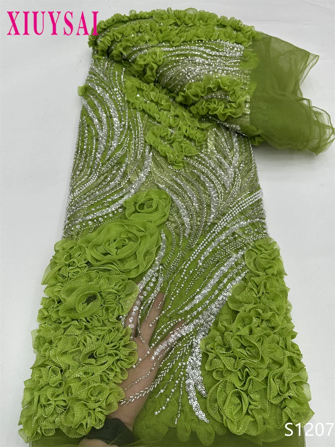 

Высокое качество, французский тюль с бисером, кружевная ткань, африканская мода, 2026, роскошная нигерийская сетка с блестками для свадебных платьев