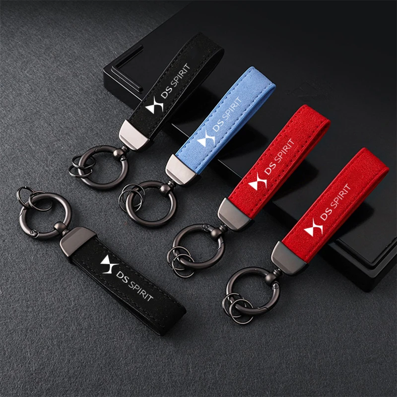 1pcs Leather Car Styling Badge Pendant 4s Shop Gifts Auto keychain For DS WILD RUBIS SPIRIT DS3 Cabrio DS4S DS6 DS7 Crossback