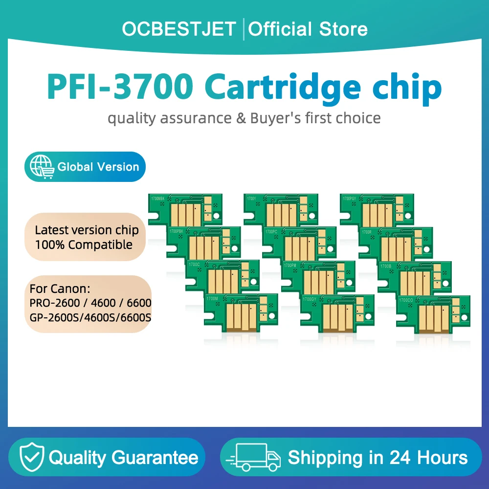 PFI-3700 2700 chip For Canon PFI-3700 Ink cartridge Chip For Canon imagePROGRAF PRO-2600 4600 6600 2600S 4600S 6600S Printer