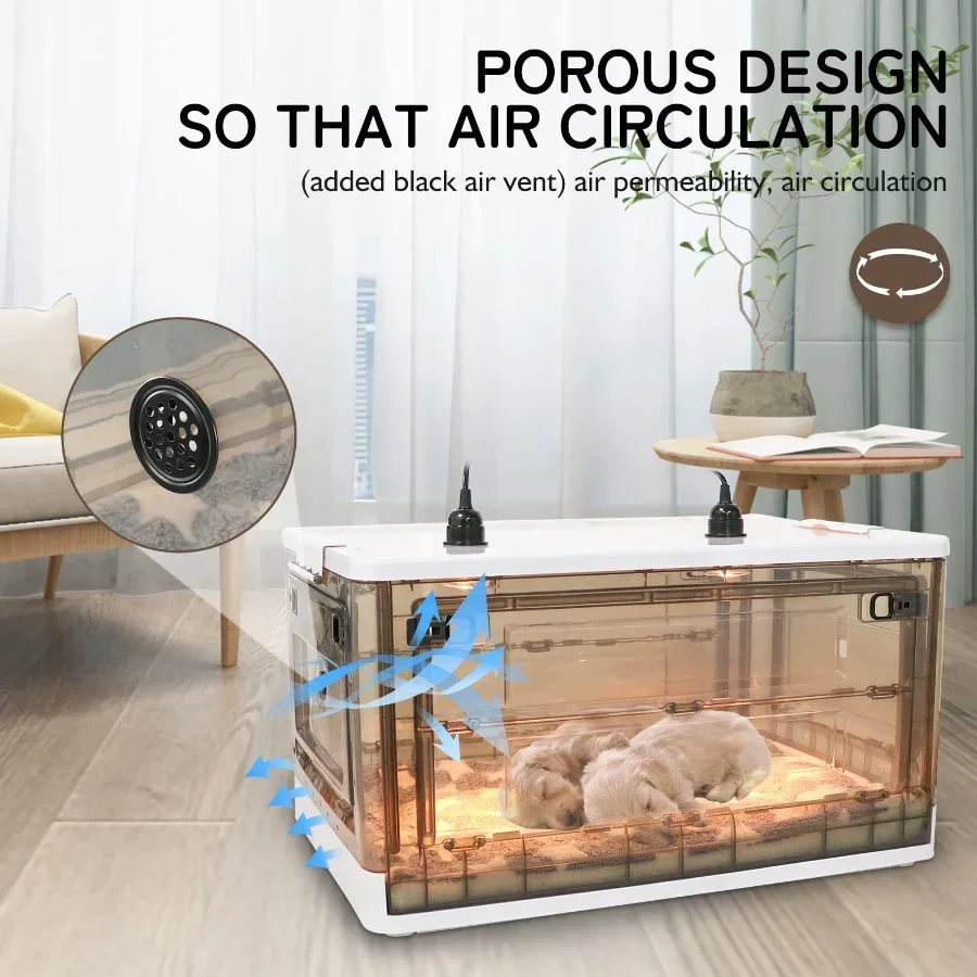 Portable Fully Dog Incubator PVC Pet Puppy Incubator with Oxygen Valve + Diaper